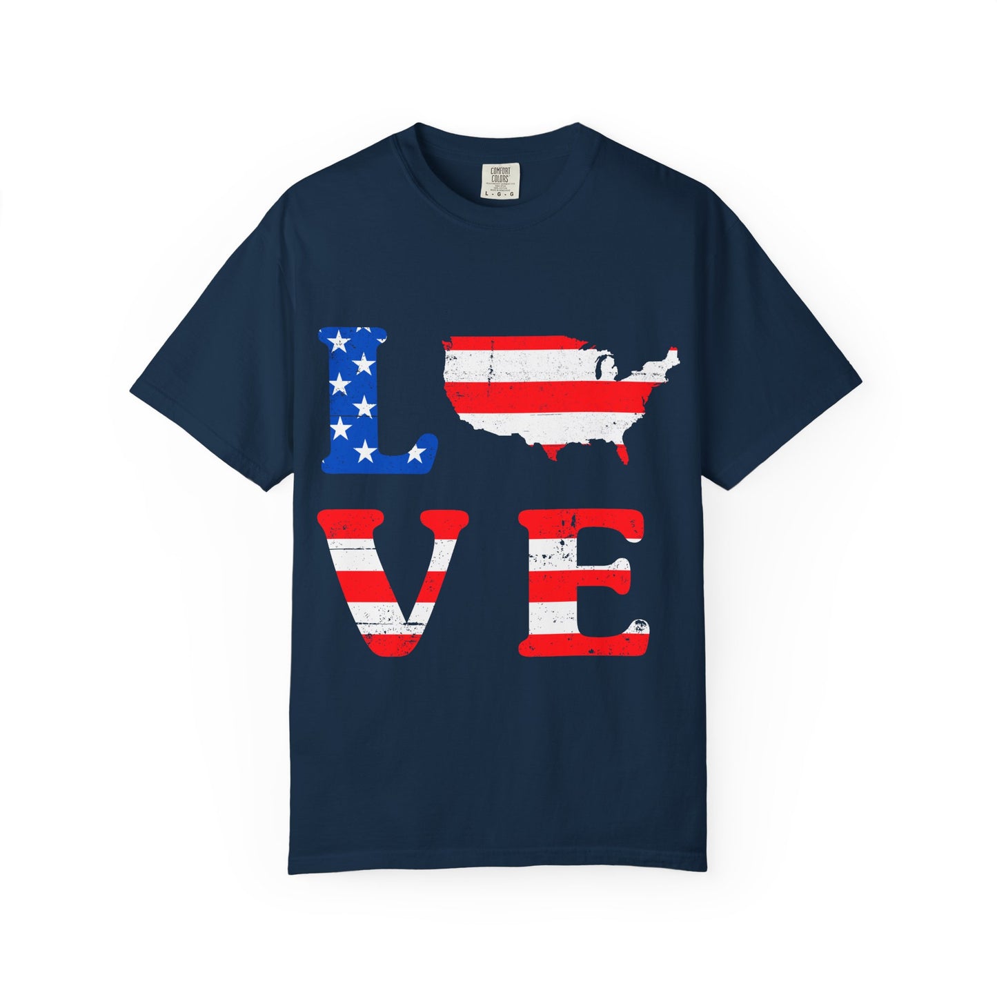 Patriotic Love T-Shirt, Unisex Tee, USA Graphic Shirt, Independence Day Apparel, Love America Shirt