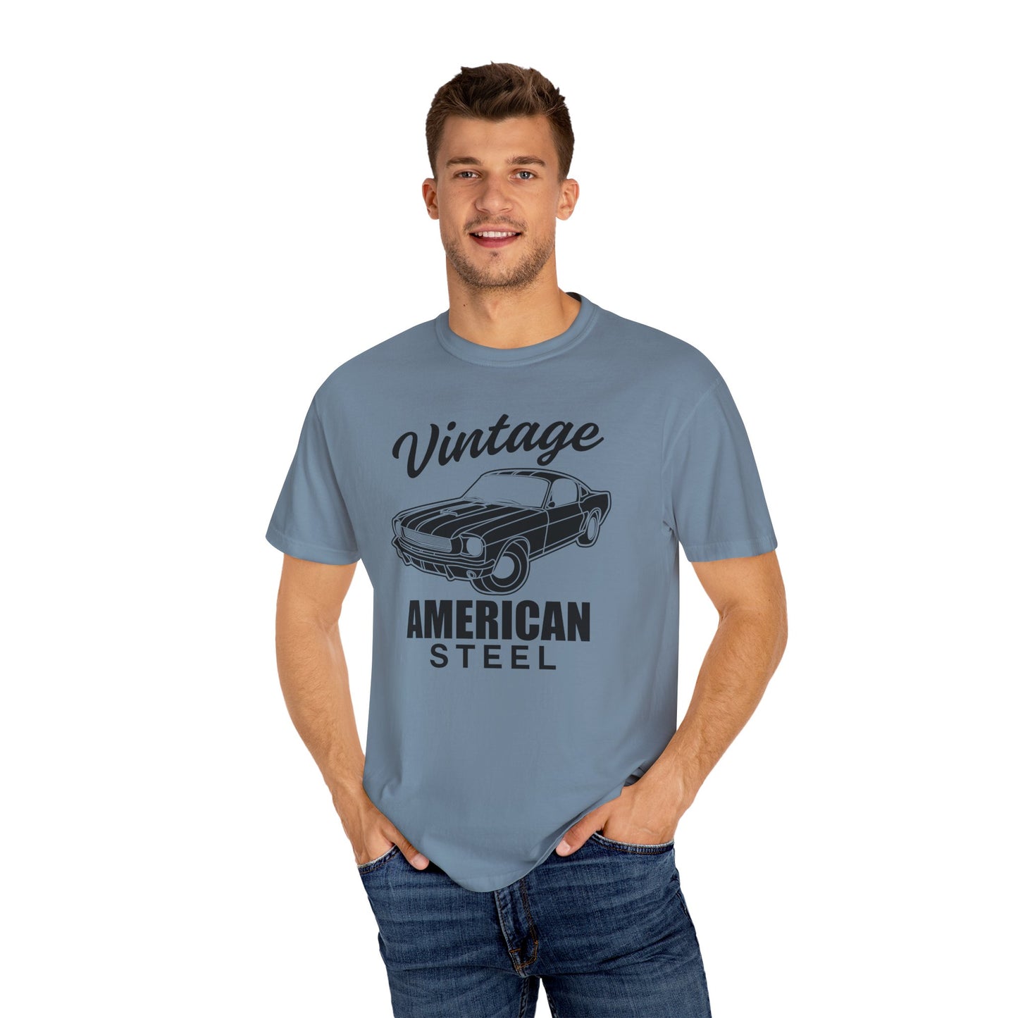 Vintage American Steel T-Shirt, Retro Car Tee, Unisex Graphic Shirt, Gift for Car Lovers, 70s Style Apparel, Casual Everyday Wear