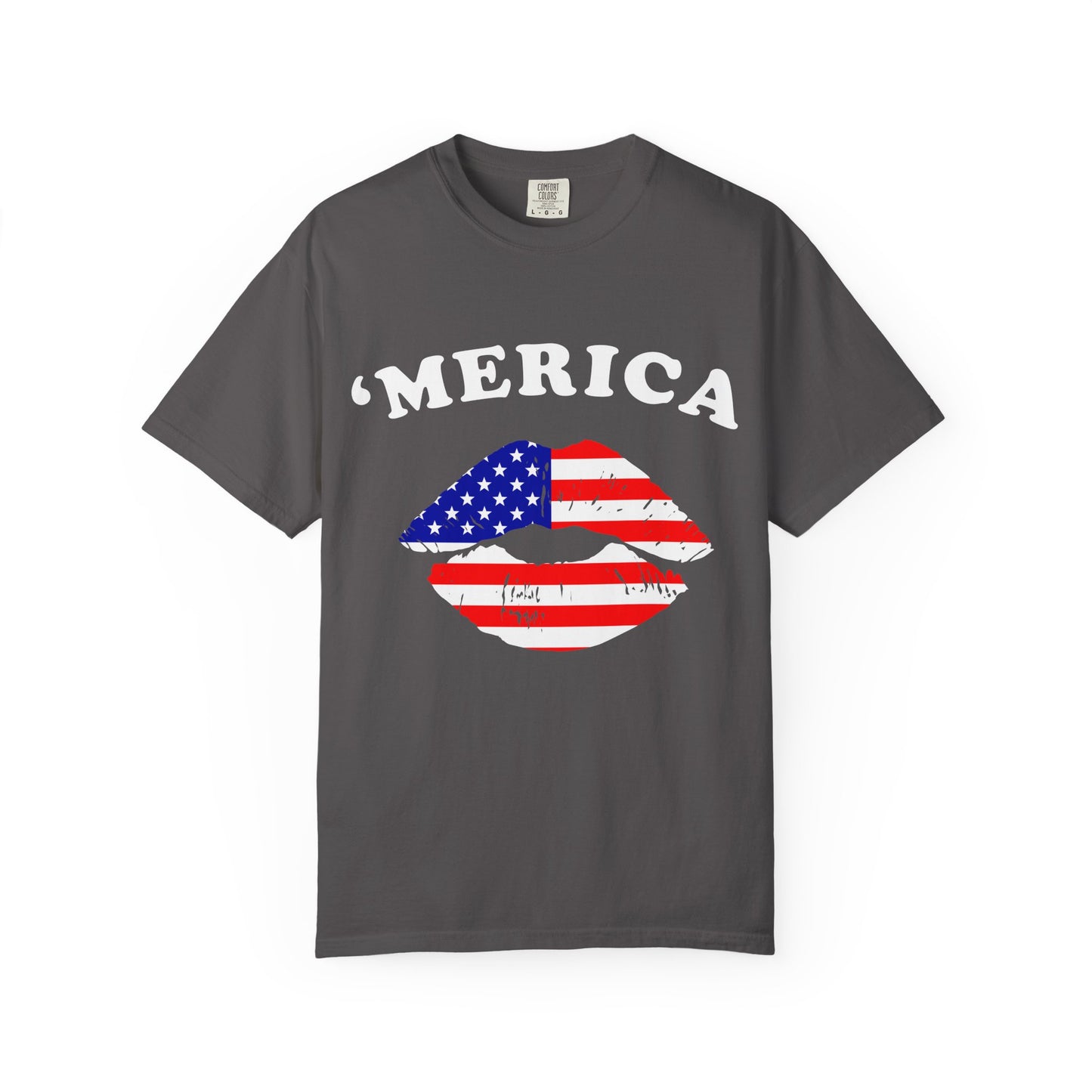 ‘Merica Lips T-Shirt – Patriotic Kiss Tee for Women Who Love Their Country Loud & Proud