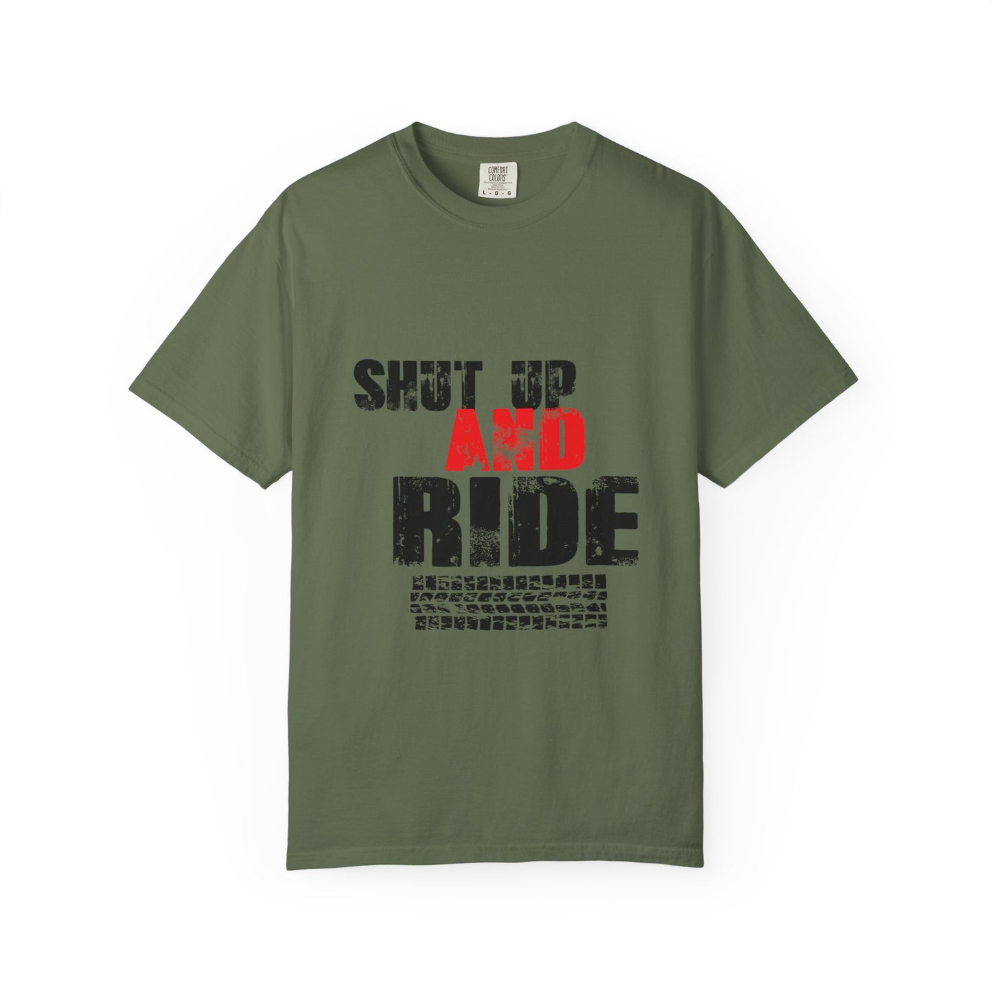 Unisex Graphic T-Shirt with 'Shut Up and Ride' Design, Perfect for Riders, Gift for Motorcycle Enthusiasts, Casual Wear, Outdoor Activities