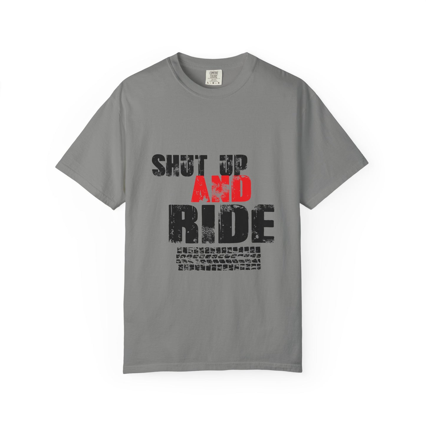 Unisex Graphic T-Shirt with 'Shut Up and Ride' Design, Perfect for Riders, Gift for Motorcycle Enthusiasts, Casual Wear, Outdoor Activities