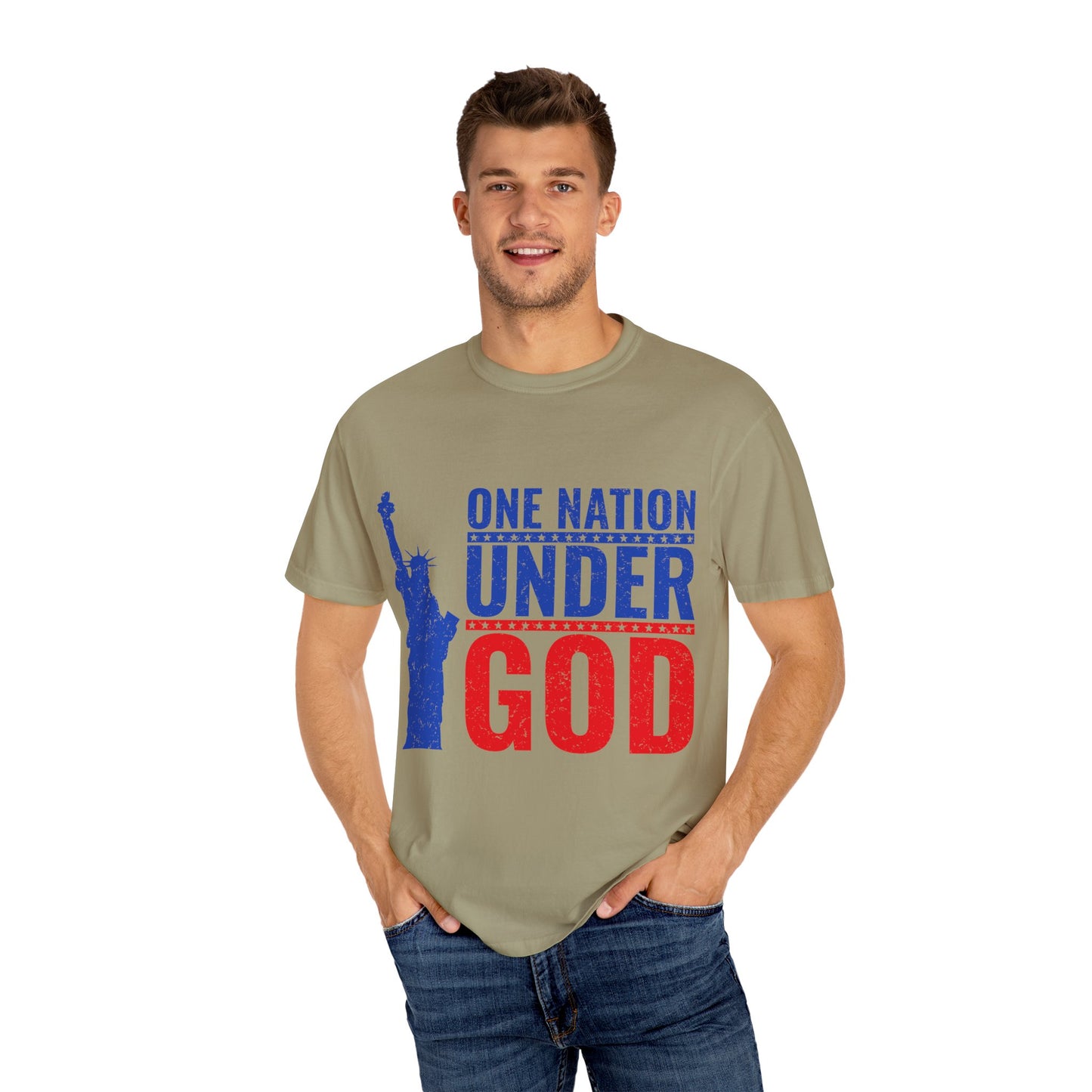 One Nation Under God T-Shirt – Patriotic Christian Tee with Statue of Liberty Design