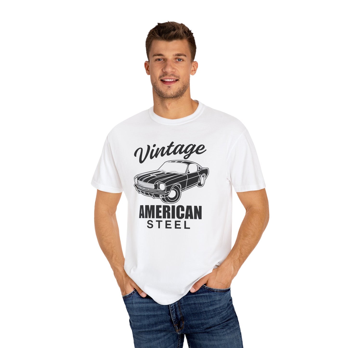 Vintage American Steel T-Shirt, Retro Car Tee, Unisex Graphic Shirt, Gift for Car Lovers, 70s Style Apparel, Casual Everyday Wear