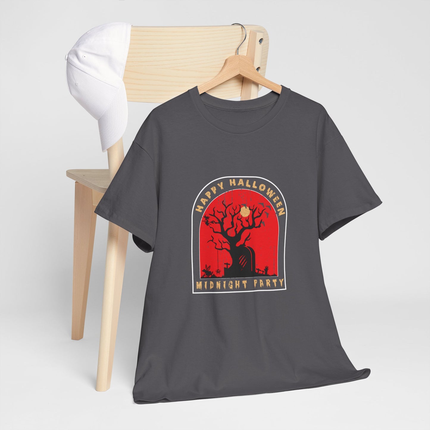 🕷️ “Happy Halloween Midnight Party” Haunted Tree Graveyard Tee 🌕