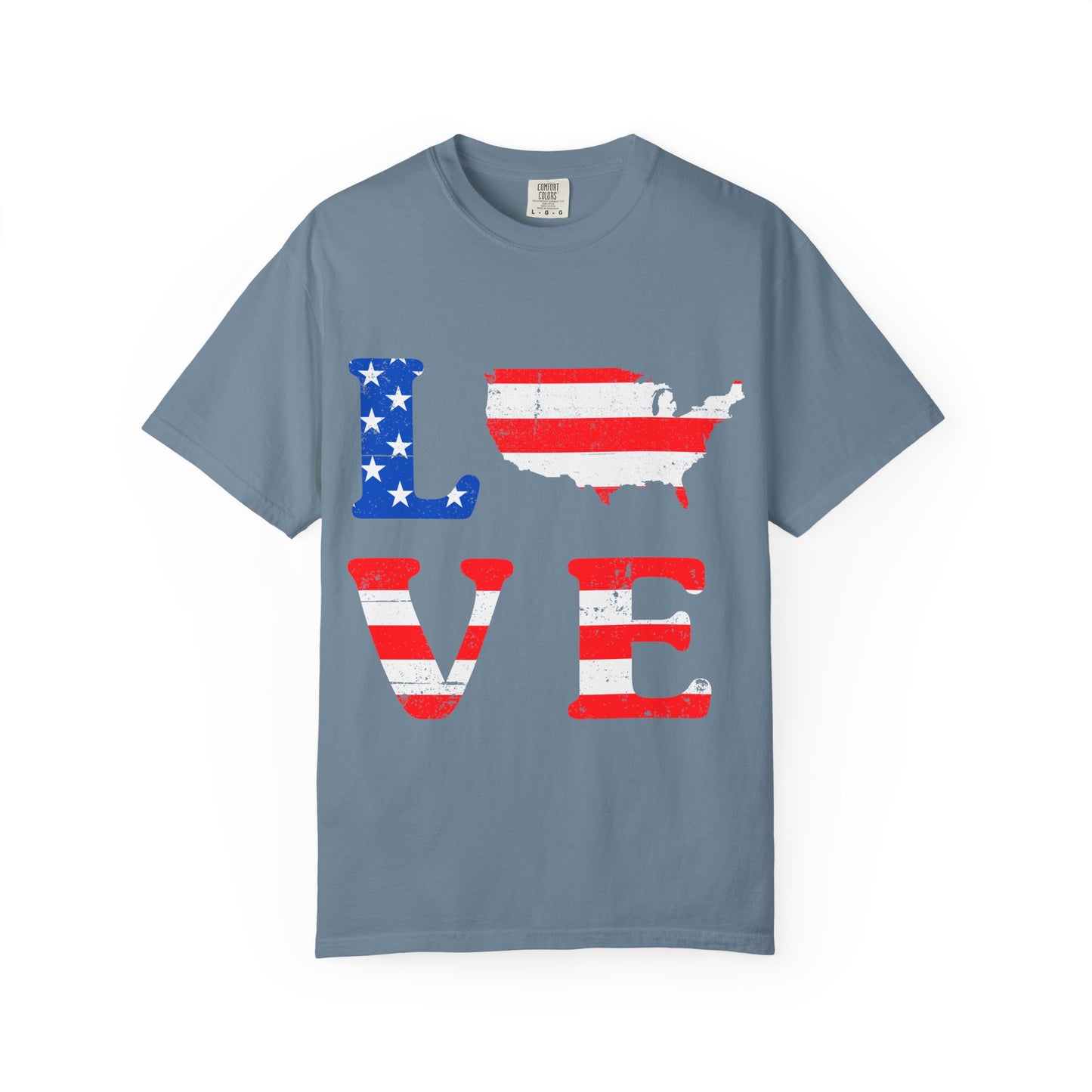 Patriotic Love T-Shirt, Unisex Tee, USA Graphic Shirt, Independence Day Apparel, Love America Shirt