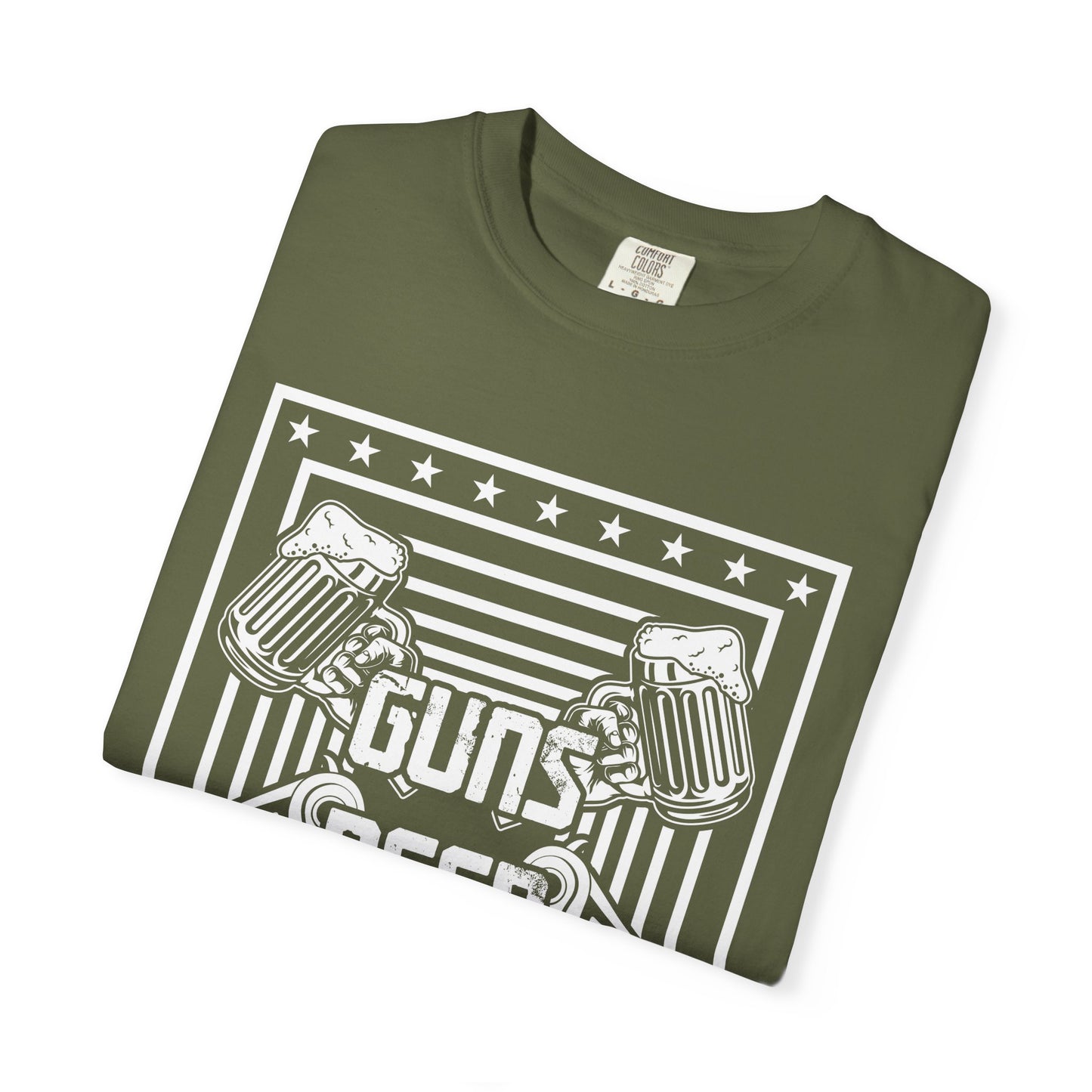 Guns Beer Freedom Graphic T-Shirt, Unisex Tee for Beer Lovers, Patriotic Shirt, Casual Everyday Wear, Independence Day Gift