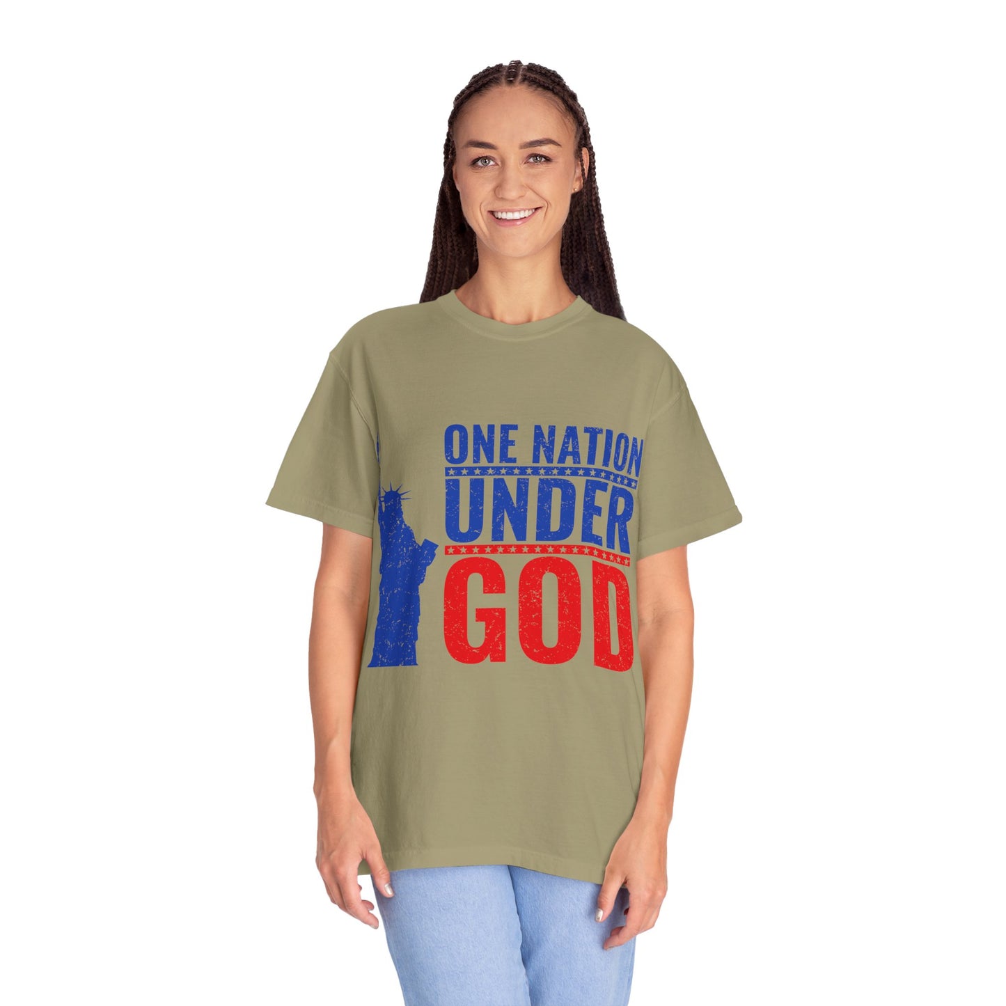 One Nation Under God T-Shirt – Patriotic Christian Tee with Statue of Liberty Design