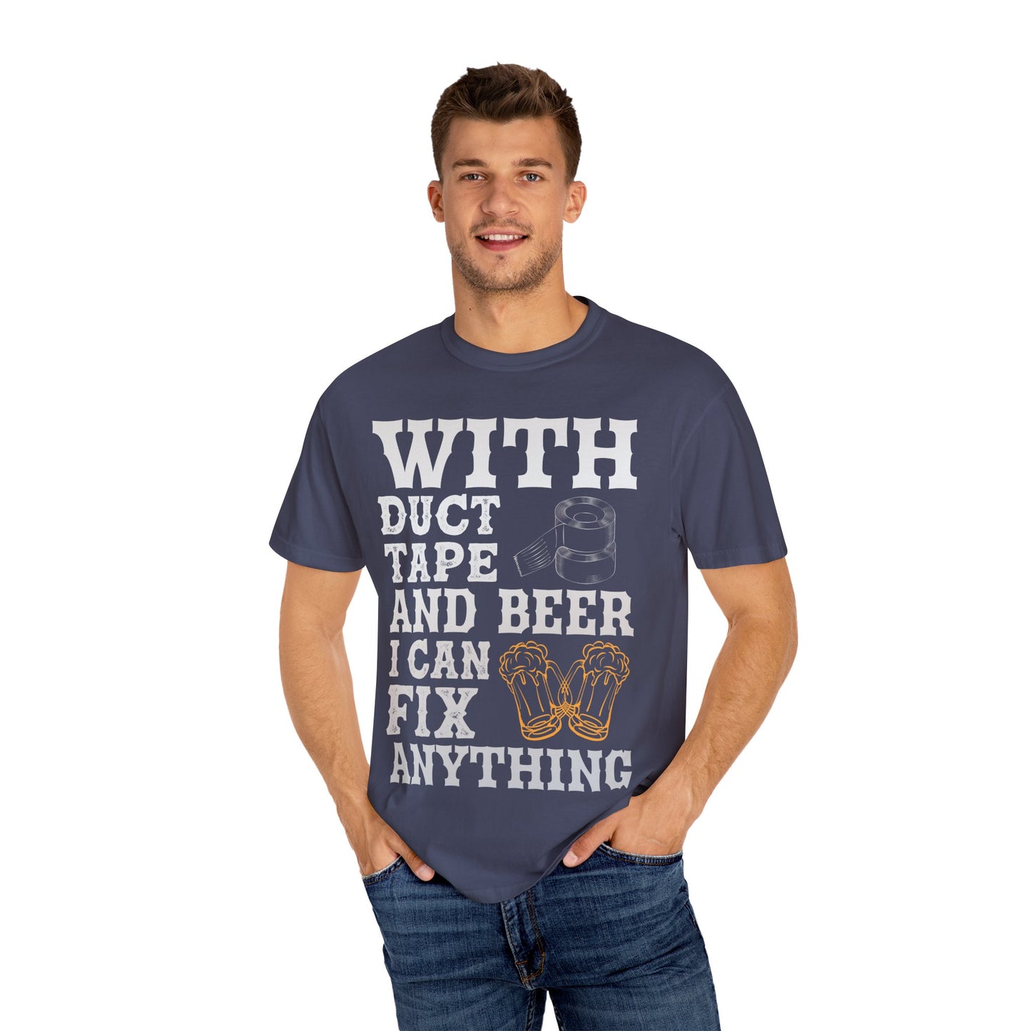 "With Duct Tape and Beer I Can Fix Anything" Funny Beer T-Shirt π πΊ