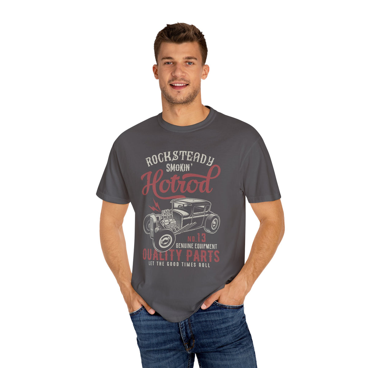 Rocksteady Hotrod Unisex T-shirt, Vintage Car Tee, Summer Fashion, Auto Enthusiast Gift, Retro Style, Cool Graphics
