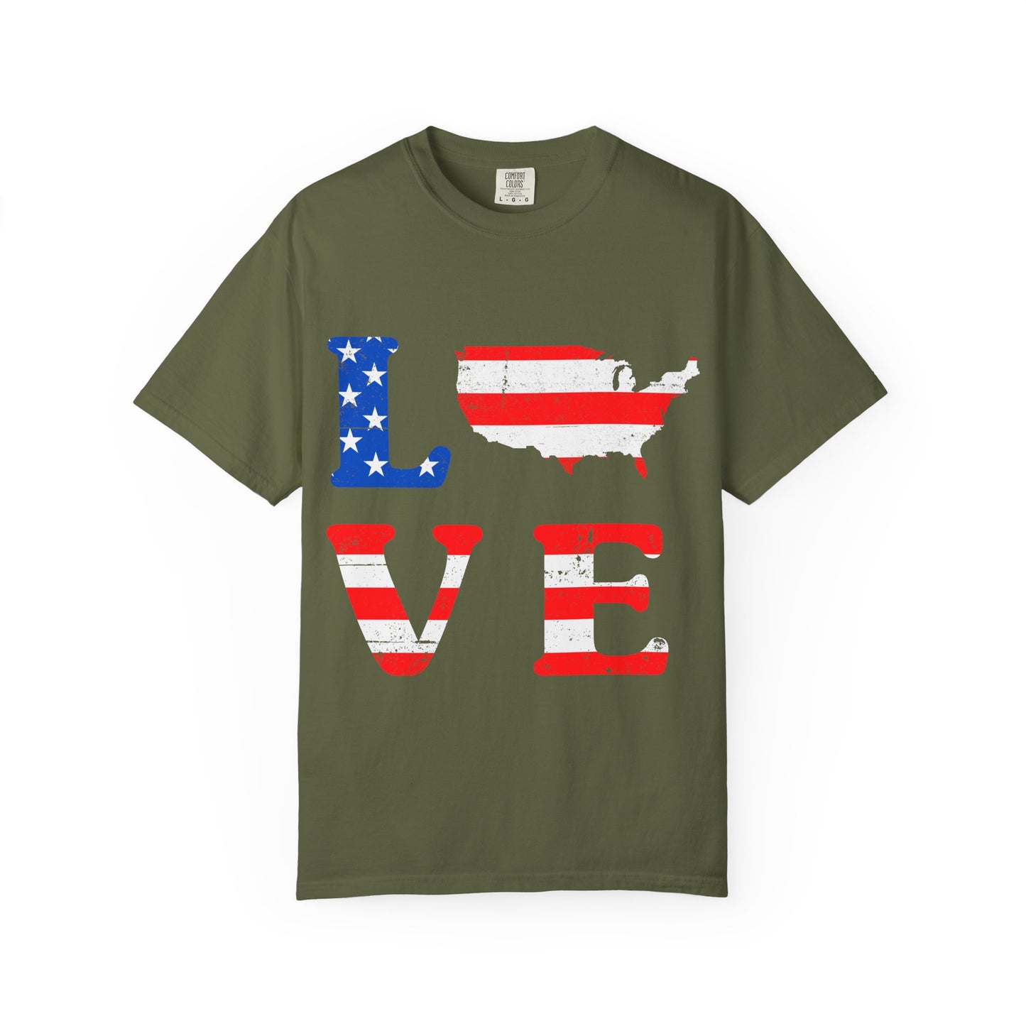 Patriotic Love T-Shirt, Unisex Tee, USA Graphic Shirt, Independence Day Apparel, Love America Shirt