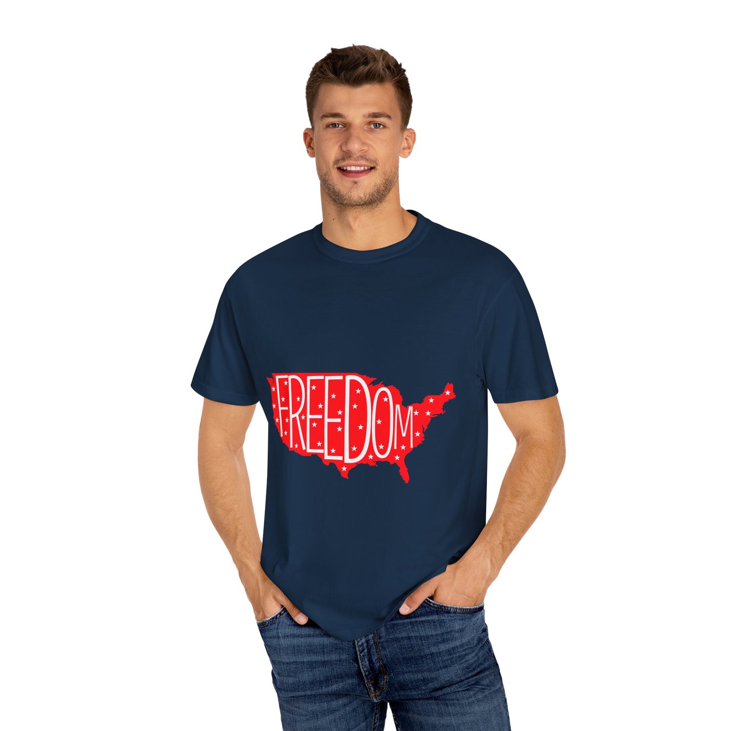 Freedom USA Unisex Garment-Dyed T-shirt, Casual Tee, Independence Day Apparel, Patriotic Shirt, Gift for Americans, USA Pride