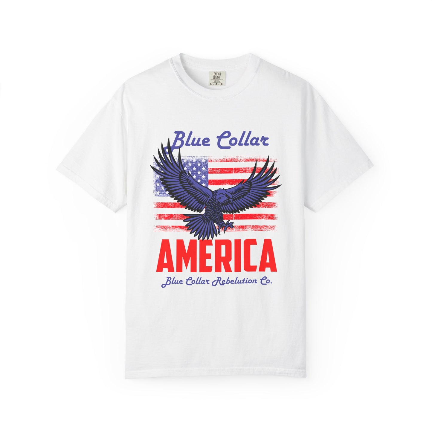 Patriotic Eagle T-shirt: Blue Collar America Theme, Unisex Casual Tee for Independence Day, Veterans Day, Gift for Men and Women