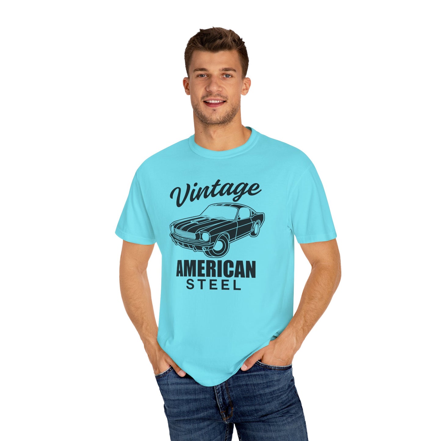 Vintage American Steel T-Shirt, Retro Car Tee, Unisex Graphic Shirt, Gift for Car Lovers, 70s Style Apparel, Casual Everyday Wear