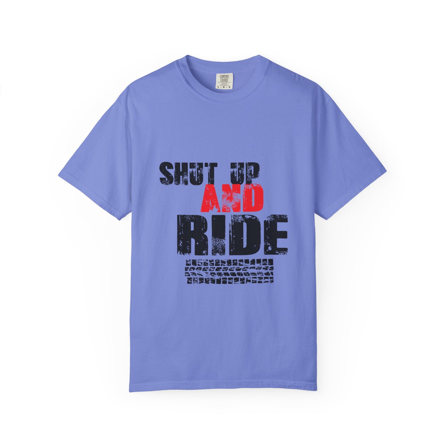 Unisex Graphic T-Shirt with 'Shut Up and Ride' Design, Perfect for Riders, Gift for Motorcycle Enthusiasts, Casual Wear, Outdoor Activities