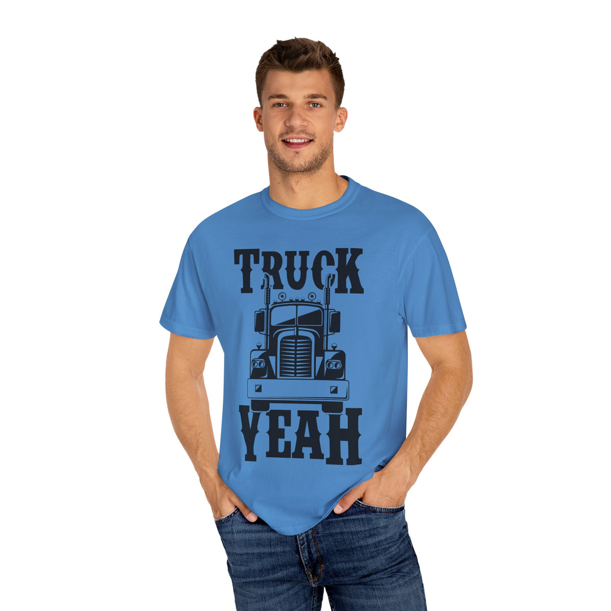 Truck Yeah Unisex Garment-Dyed T-Shirt, Casual Tee, Gift for Truck Lovers, Birthday Present, Road Trip Apparel, Fun Outdoors Shirt