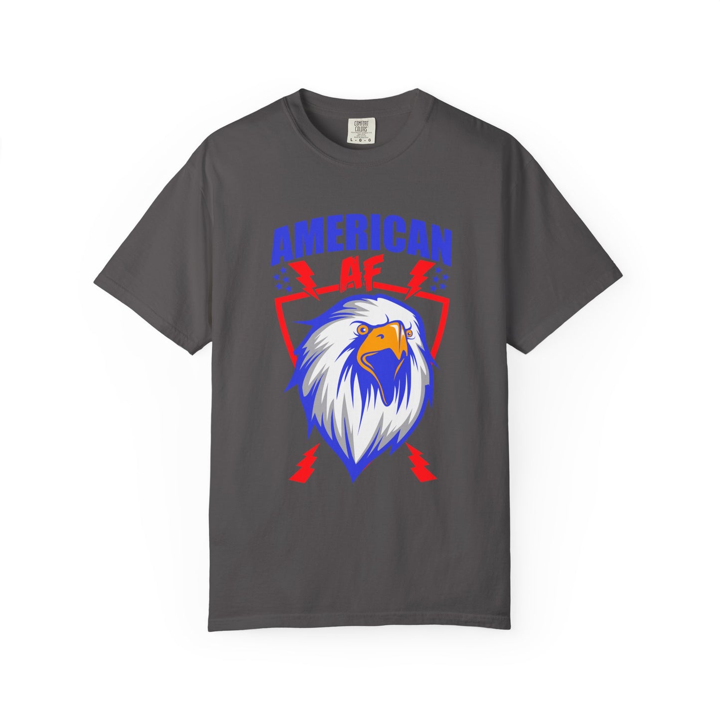 Patriotic T-Shirt with Eagle Design, American AF Tee for Independence Day, Casual Wear, Gift for Veterans, Summer Outing