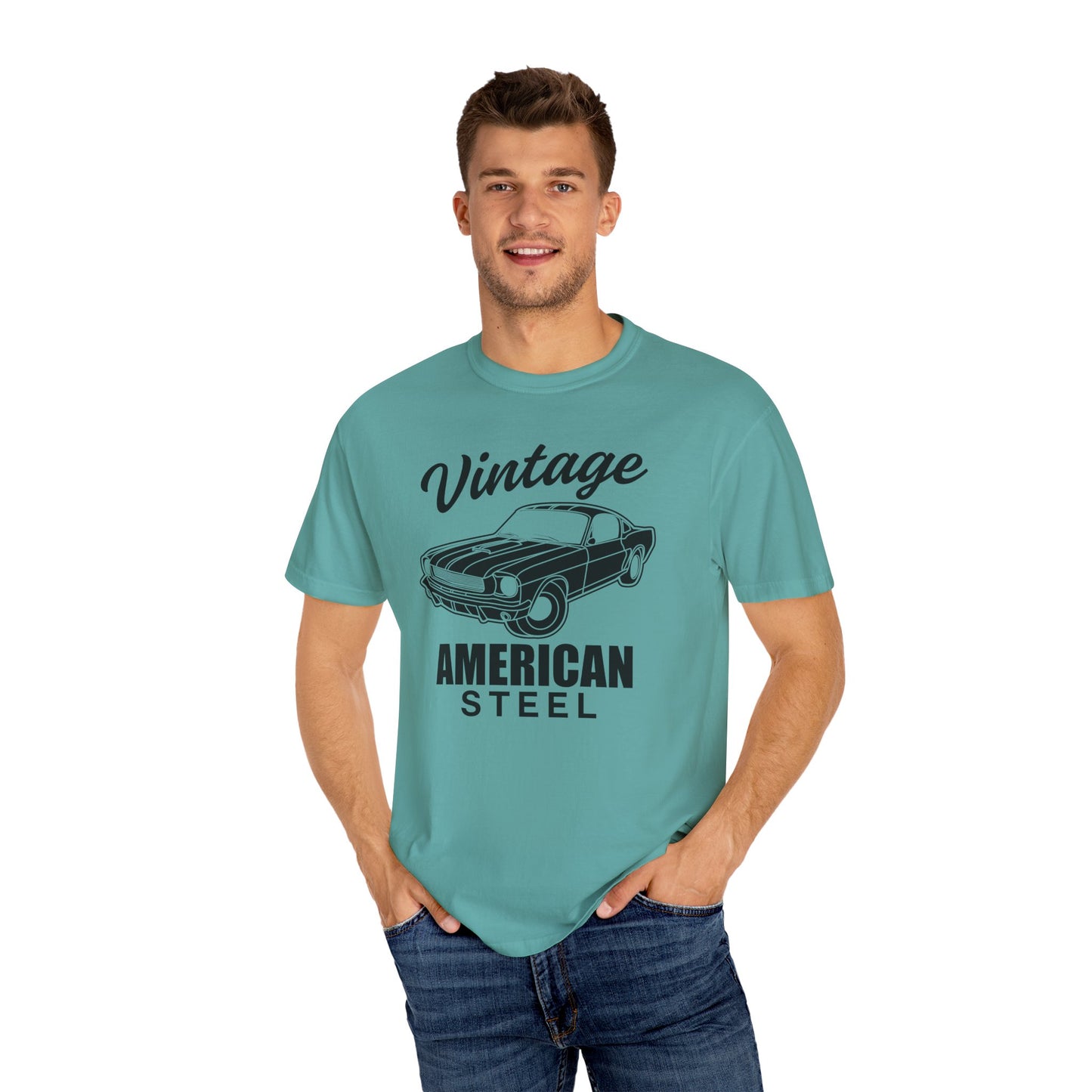 Vintage American Steel T-Shirt, Retro Car Tee, Unisex Graphic Shirt, Gift for Car Lovers, 70s Style Apparel, Casual Everyday Wear