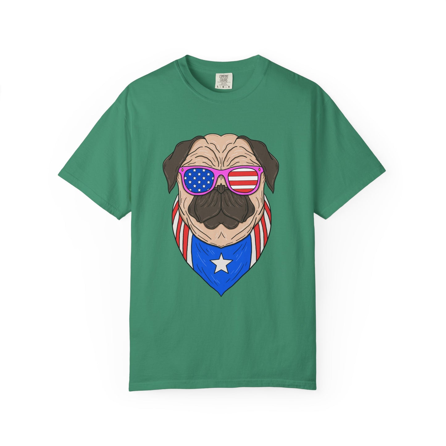 Patriotic Pug T-Shirt, Unisex Graphic Tee, Fourth of July Gift, Dog Lover Apparel, Casual Summer Wear, Unique Pet Tee