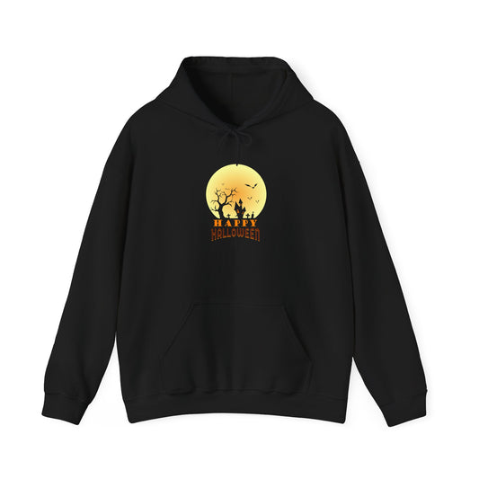 Halloween Graphic Hoodie - 🎃 Shadows, Steel & Pumpkin Fire