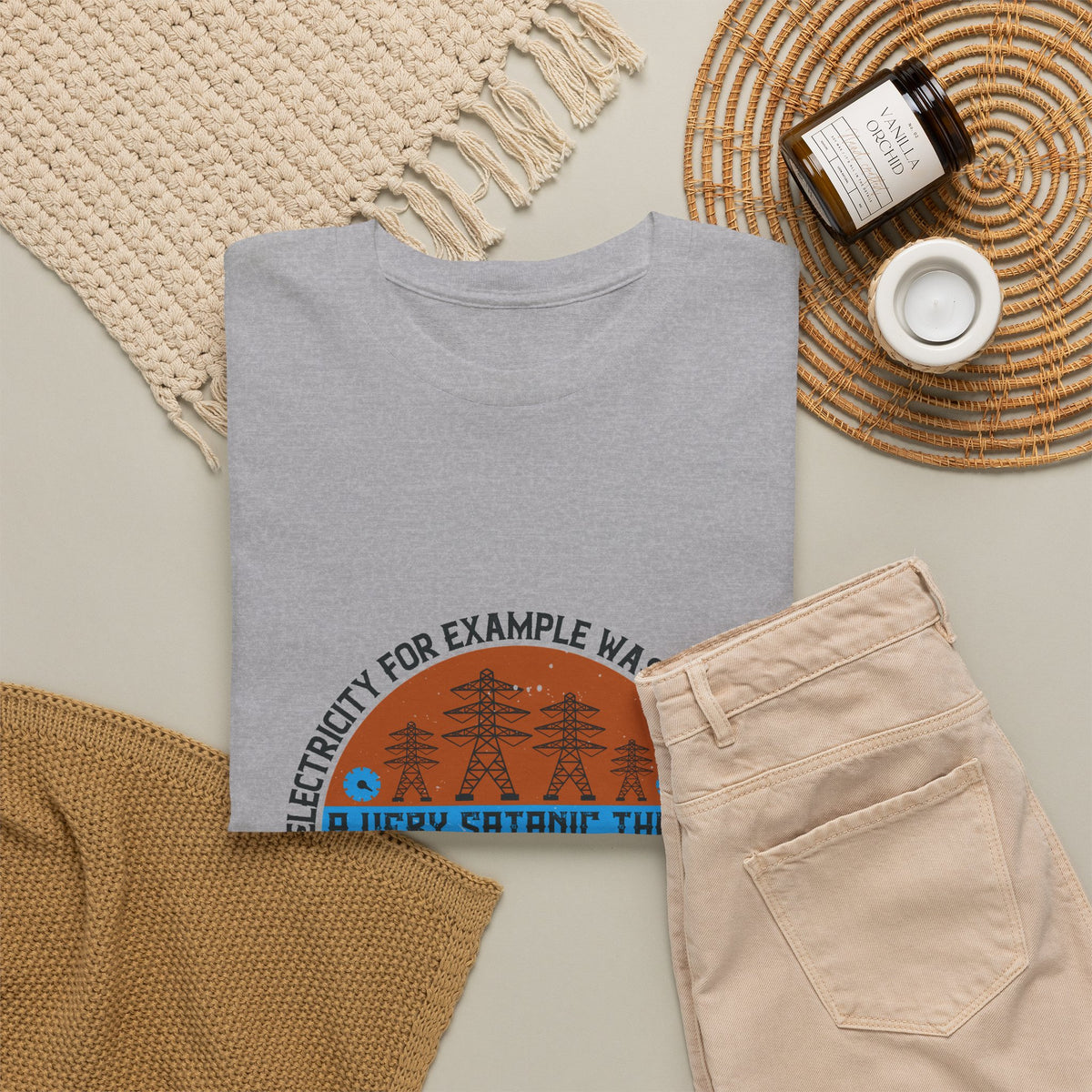 Electrician Humor Shirt – Electricity Was Once Considered Satanic