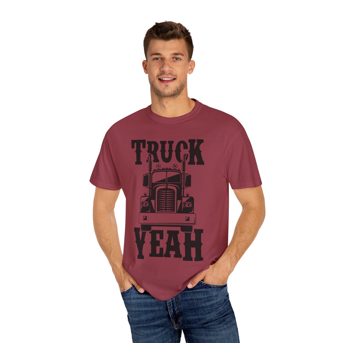 Truck Yeah Unisex Garment-Dyed T-Shirt, Casual Tee, Gift for Truck Lovers, Birthday Present, Road Trip Apparel, Fun Outdoors Shirt