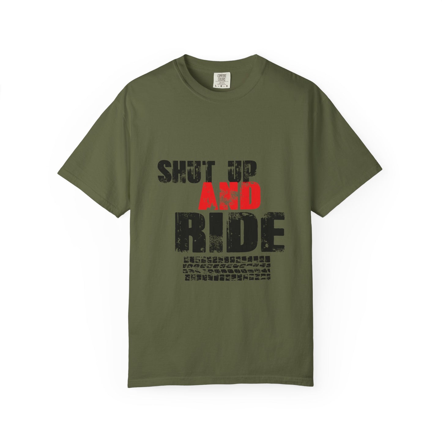Unisex Graphic T-Shirt with 'Shut Up and Ride' Design, Perfect for Riders, Gift for Motorcycle Enthusiasts, Casual Wear, Outdoor Activities