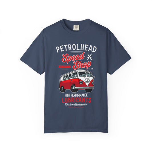 Petrolhead Speed Shop T-Shirt | Unisex Garment-Dyed Tee, Vintage Car Lovers, Automotive Gifts, Summer Casual Wear, Unique Graphic Shirt