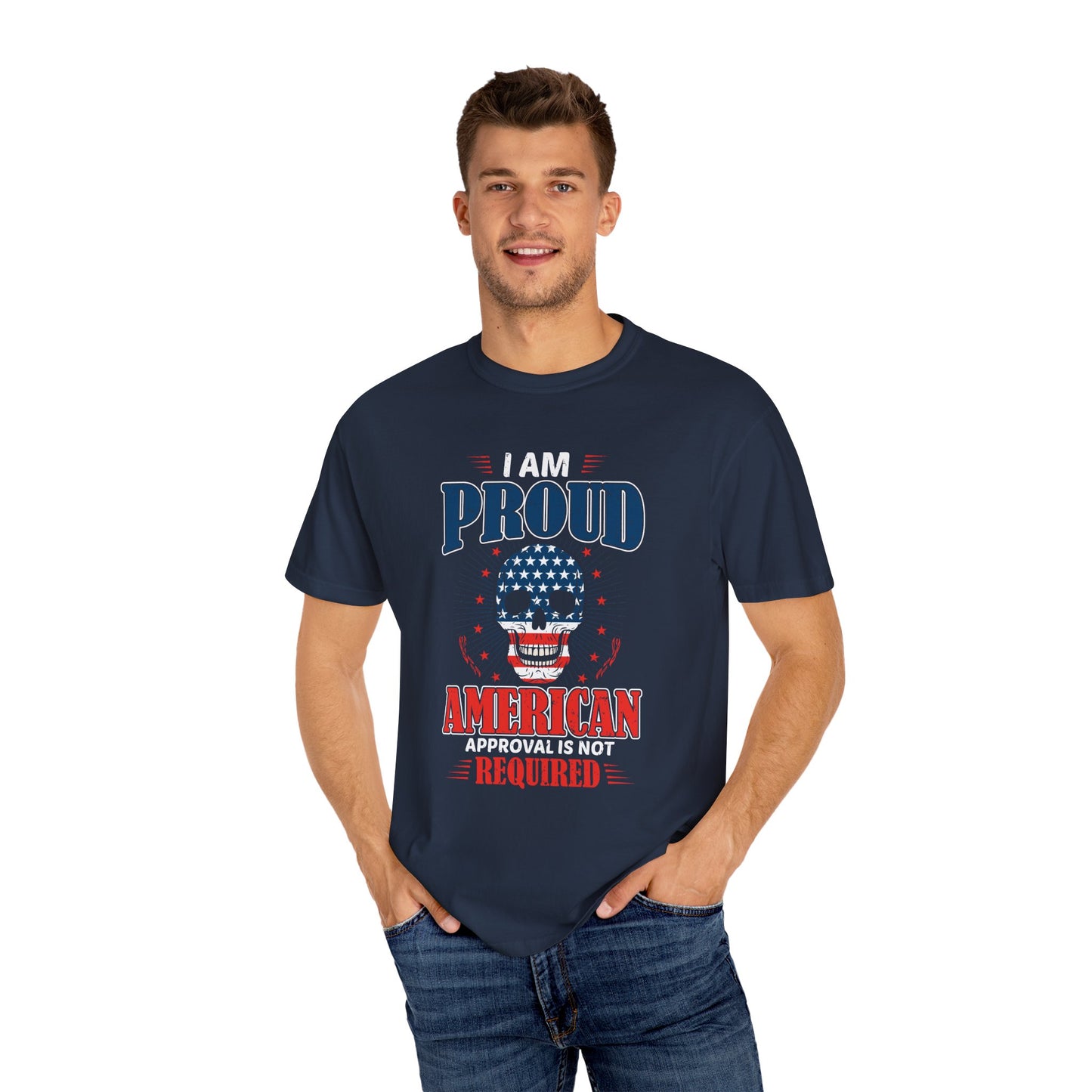 Patriotic Graphic T-shirt - I Am Proud American, Unisex Tee for Independence Day, Memorial Day, Veterans Day, Casual Wear