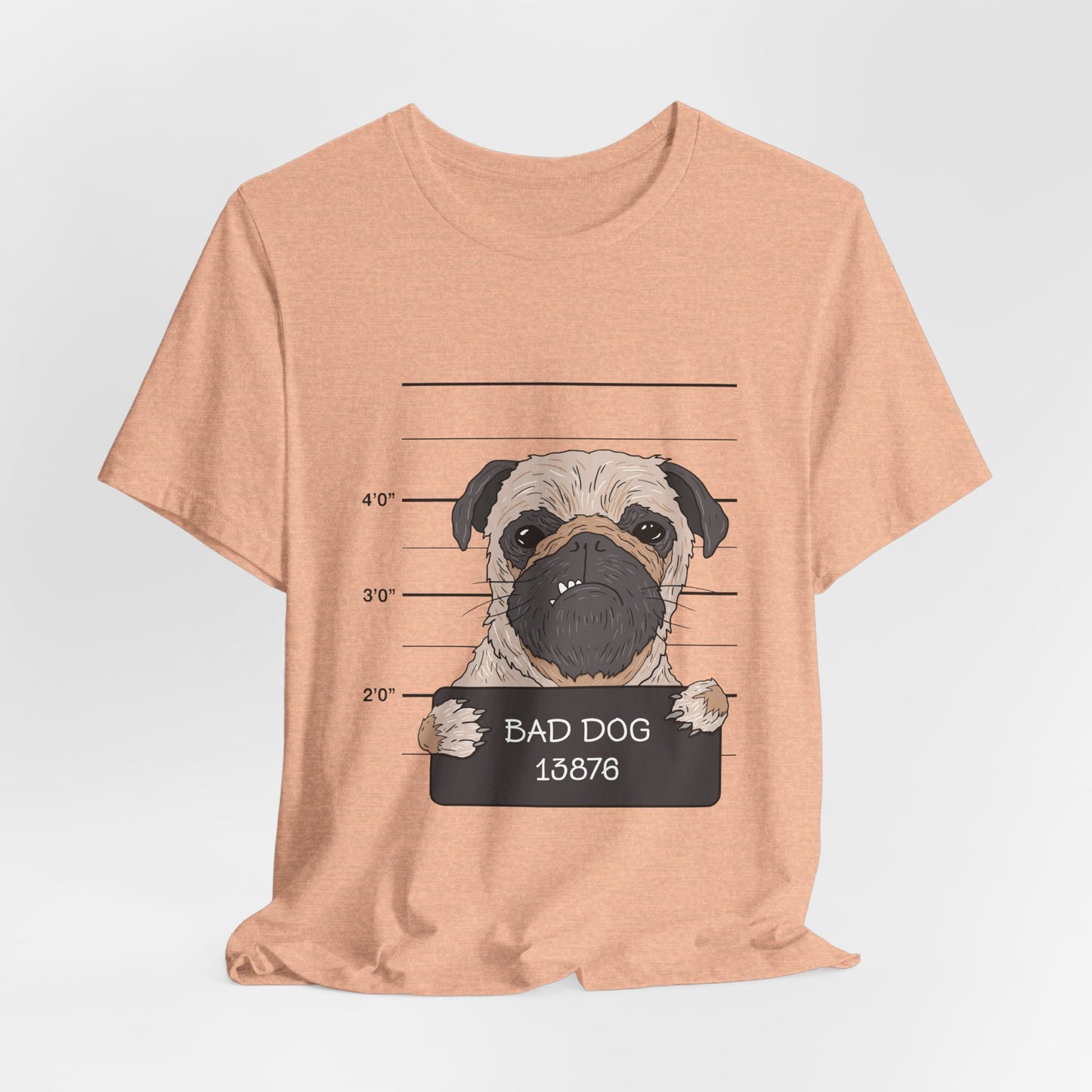 Funny Pug Shirt – Bad Dog Mugshot Graphic T-Shirt