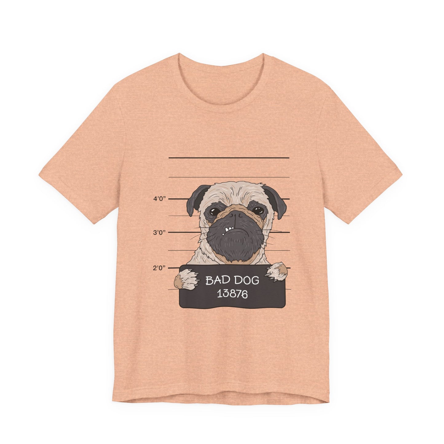 Funny Pug Shirt – Bad Dog Mugshot Graphic T-Shirt