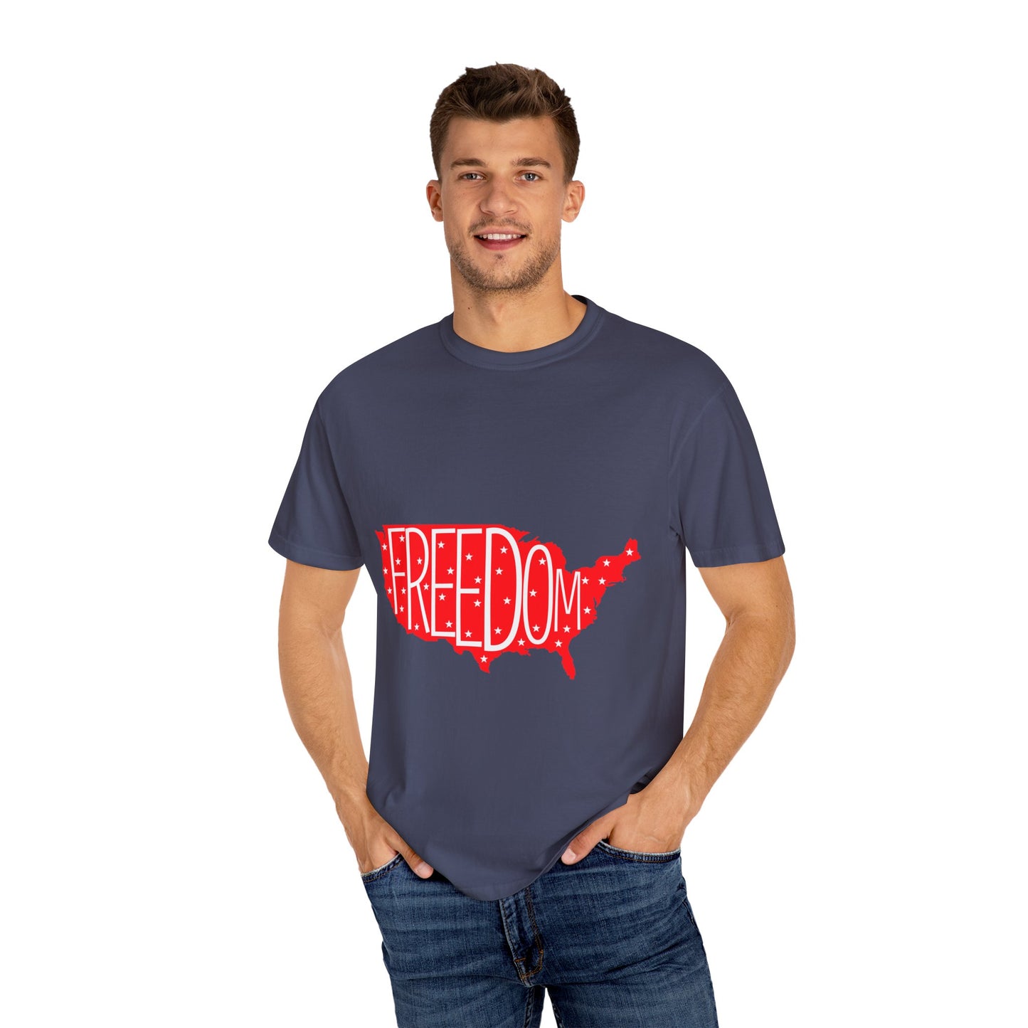Freedom USA Unisex Garment-Dyed T-shirt, Casual Tee, Independence Day Apparel, Patriotic Shirt, Gift for Americans, USA Pride