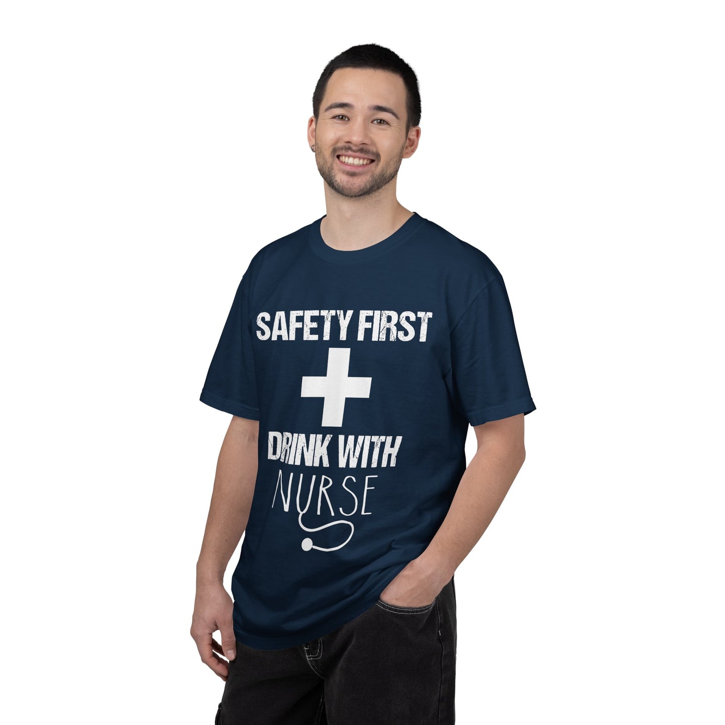 🩺 Safety First Drink With Nurse Shirt – Funny RN Humor Tee
