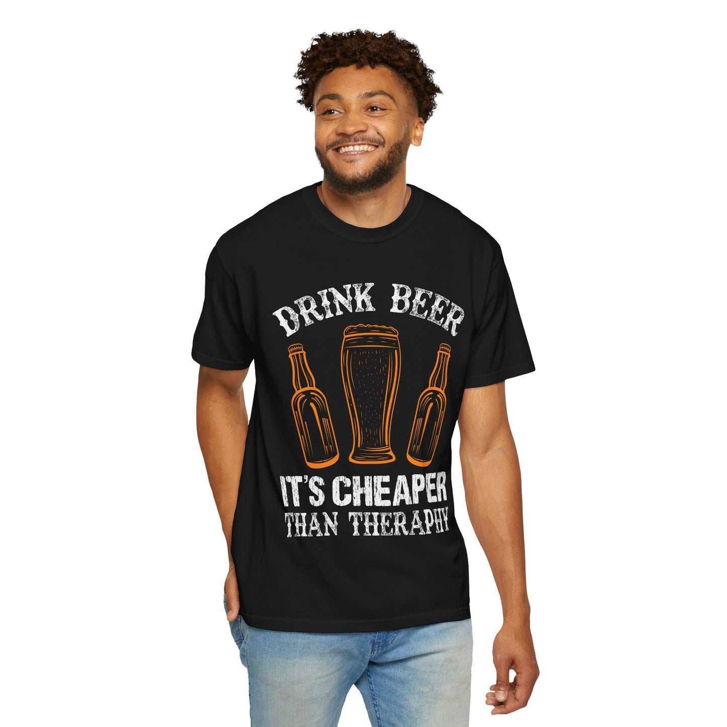 "Drink Beer – It’s Cheaper Than Therapy" Funny T-Shirt 🍻😂