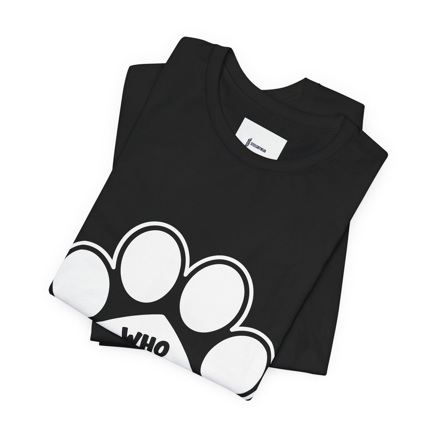 Who Rescued Who Shirt – Dog Rescue Paw Print Graphic Tee