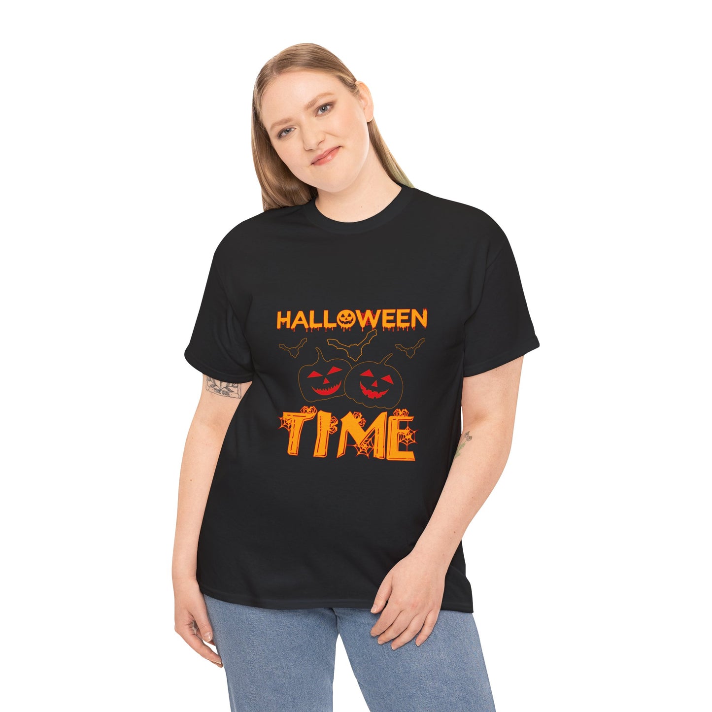 🎃 “Halloween Time” Jack-O’-Lantern Pumpkins T-Shirt 👻🕷️