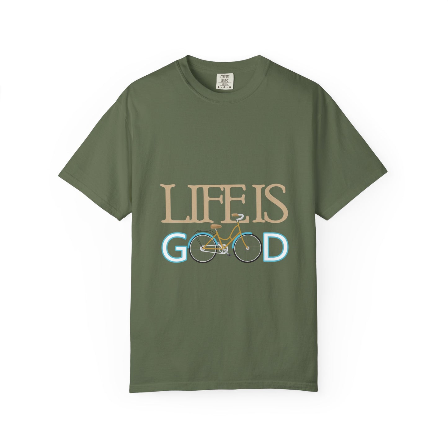 Life is Good Bicycle T-shirt | Unisex Garment-Dyed Tee for Casual Wear, Gift for Cyclists, Everyday Comfort Apparel
