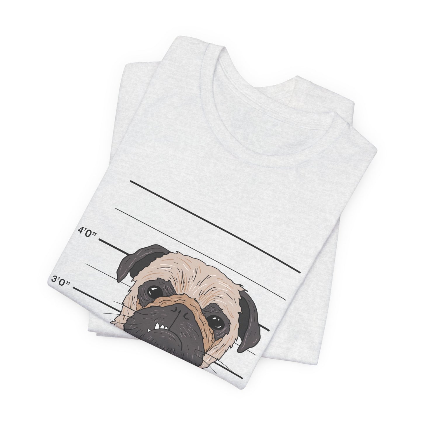 Funny Pug Shirt – Bad Dog Mugshot Graphic T-Shirt