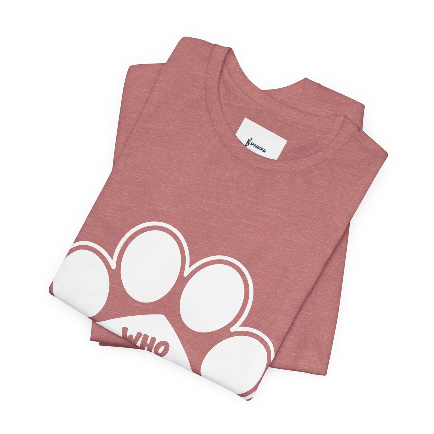 Who Rescued Who Shirt – Dog Rescue Paw Print Graphic Tee