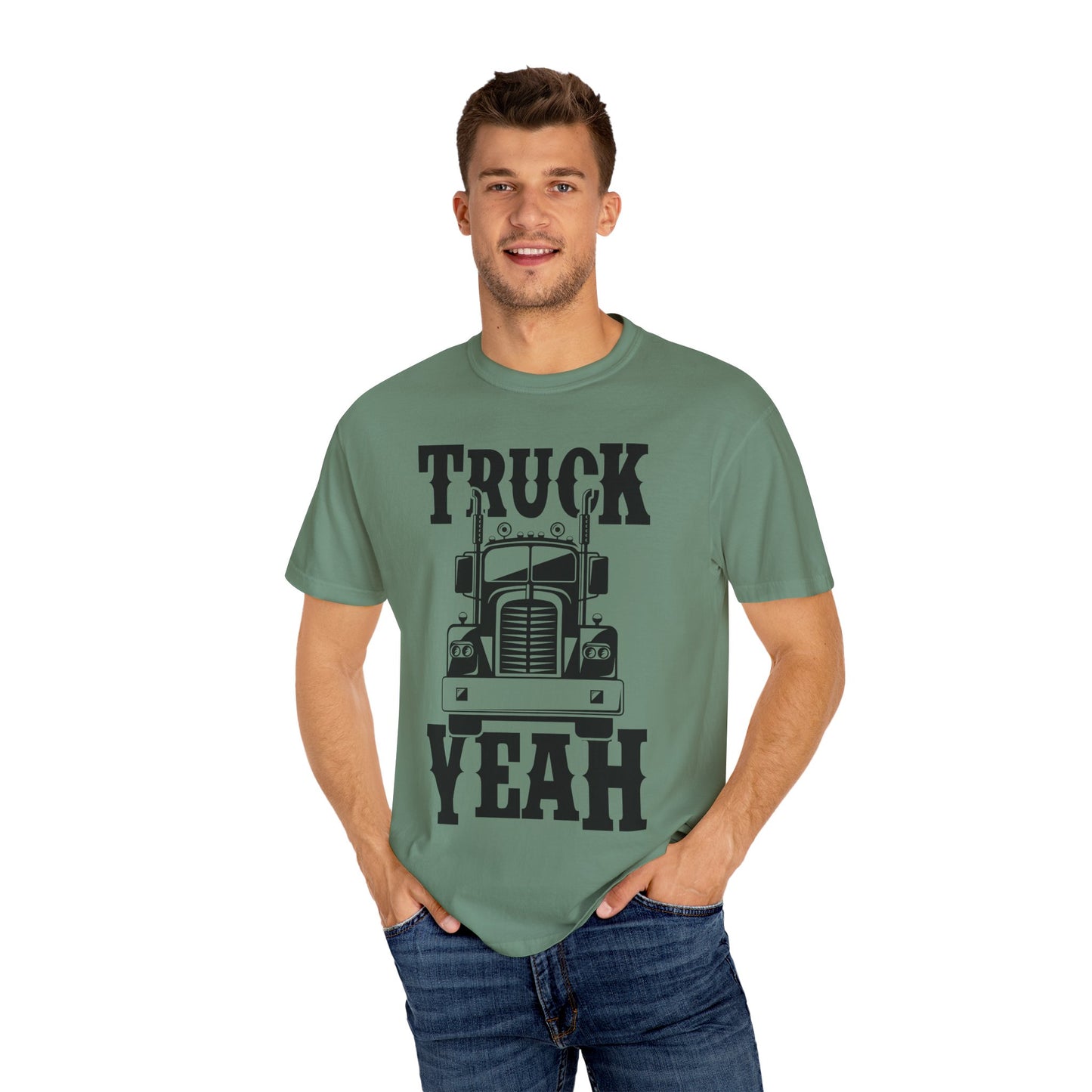 Truck Yeah Unisex Garment-Dyed T-Shirt, Casual Tee, Gift for Truck Lovers, Birthday Present, Road Trip Apparel, Fun Outdoors Shirt
