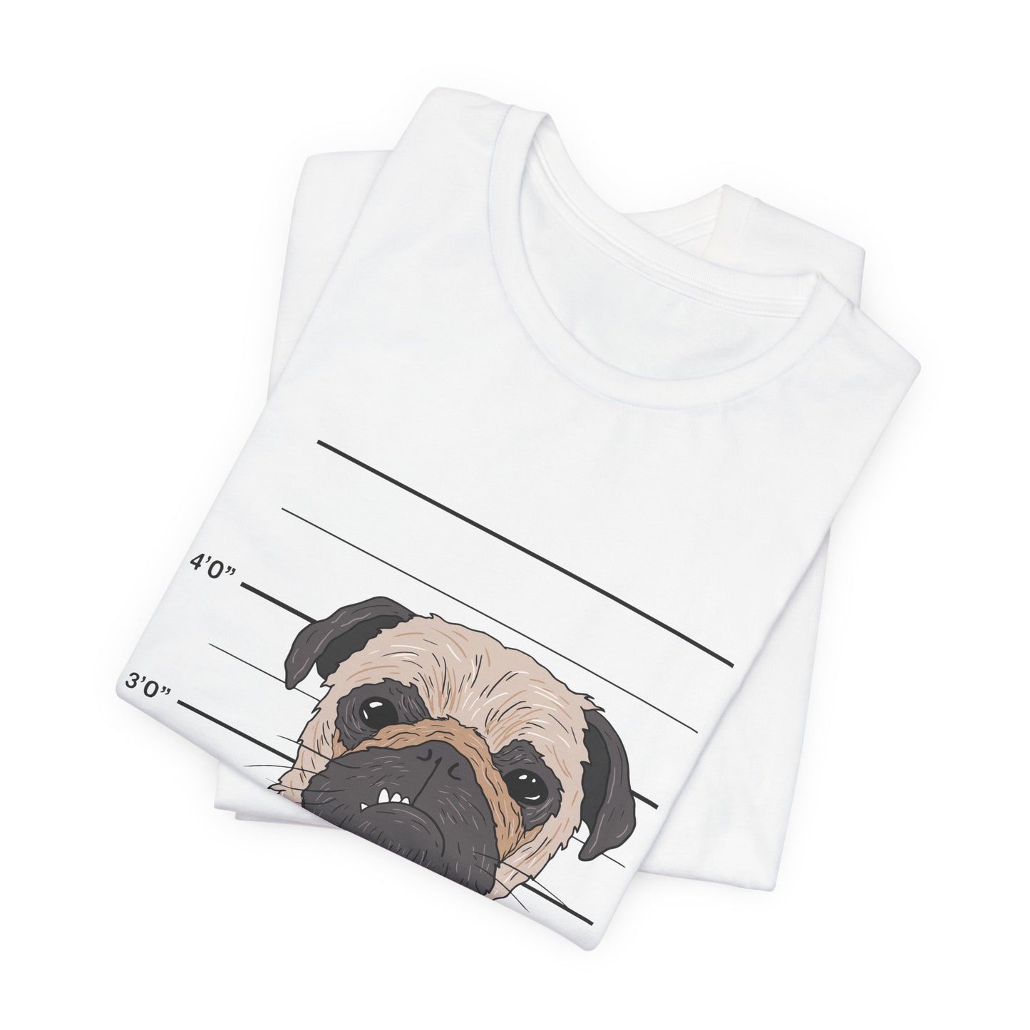 Funny Pug Shirt – Bad Dog Mugshot Graphic T-Shirt