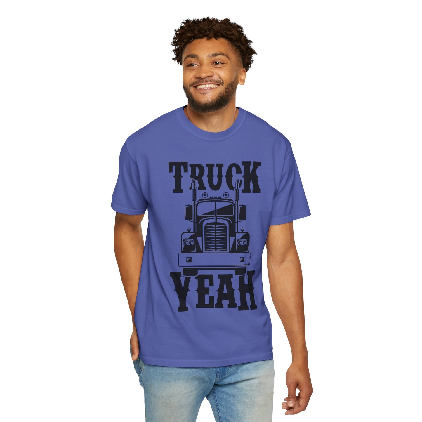 Truck Yeah Unisex Garment-Dyed T-Shirt, Casual Tee, Gift for Truck Lovers, Birthday Present, Road Trip Apparel, Fun Outdoors Shirt