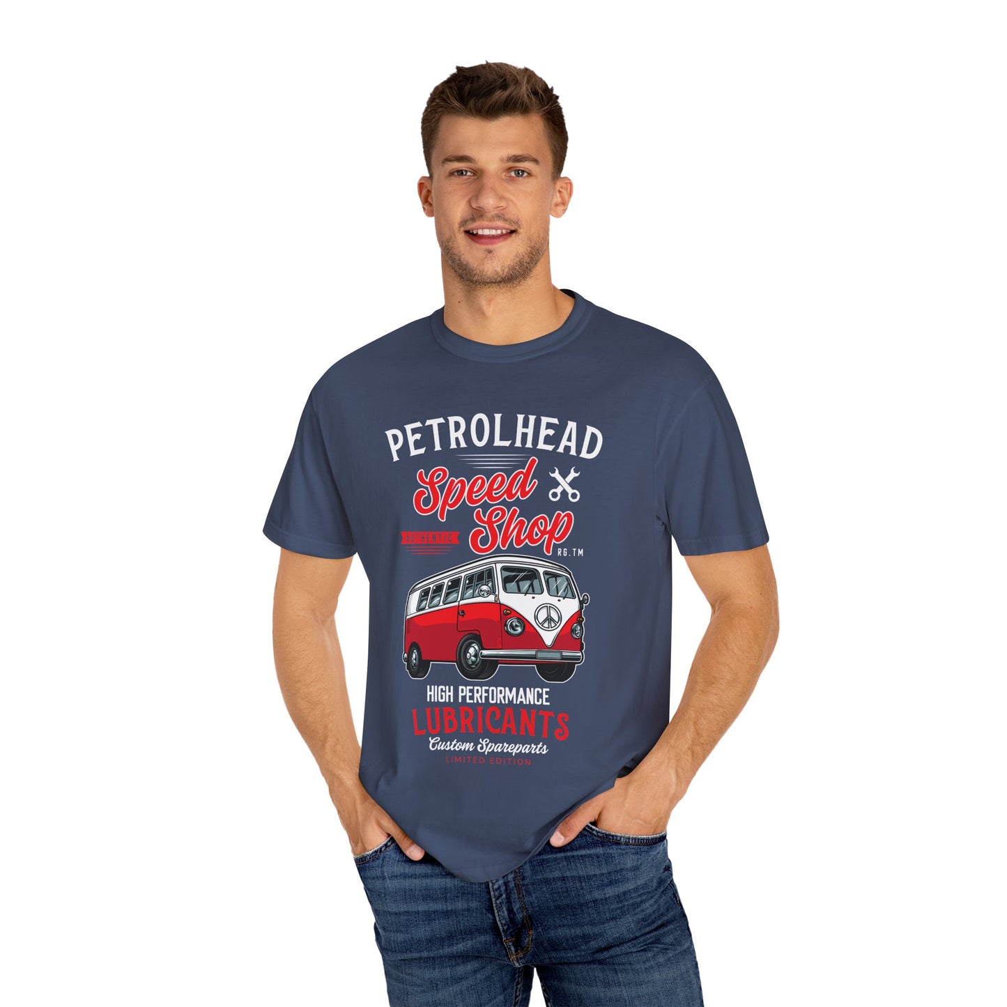 Petrolhead Speed Shop T-Shirt | Unisex Garment-Dyed Tee, Vintage Car Lovers, Automotive Gifts, Summer Casual Wear, Unique Graphic Shirt