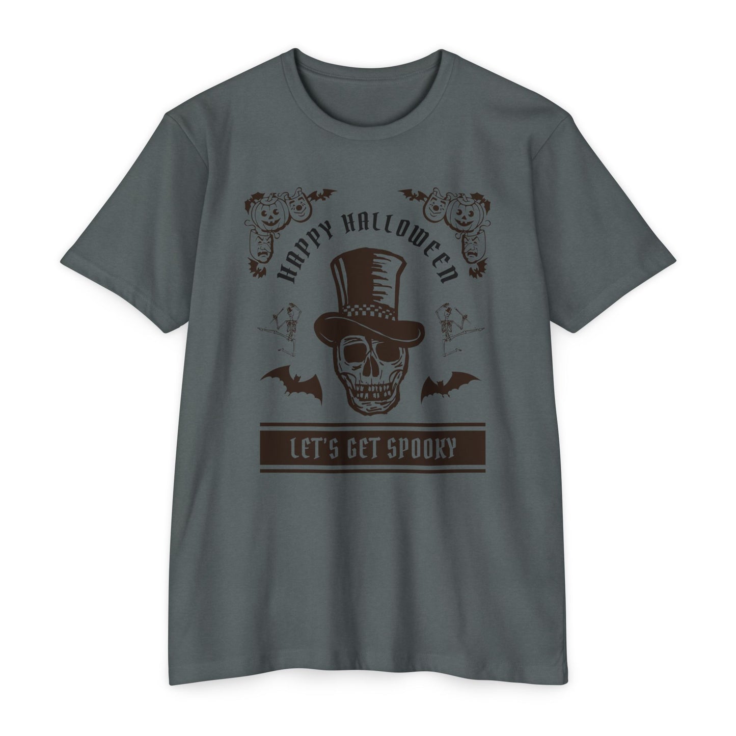 🎩💀🦇🎃🕺👻🕷️✨ Let’s Get Spooky – Classy Halloween Skull in Top Hat Tee
