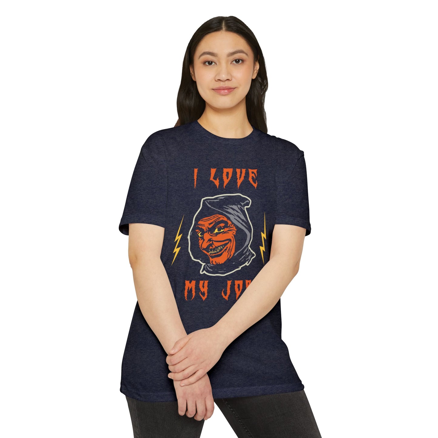 ⚡😈💼🖤🎃👻🕷️💀⚡I Love My Job – Sarcastic Halloween Grim Reaper T-Shirt