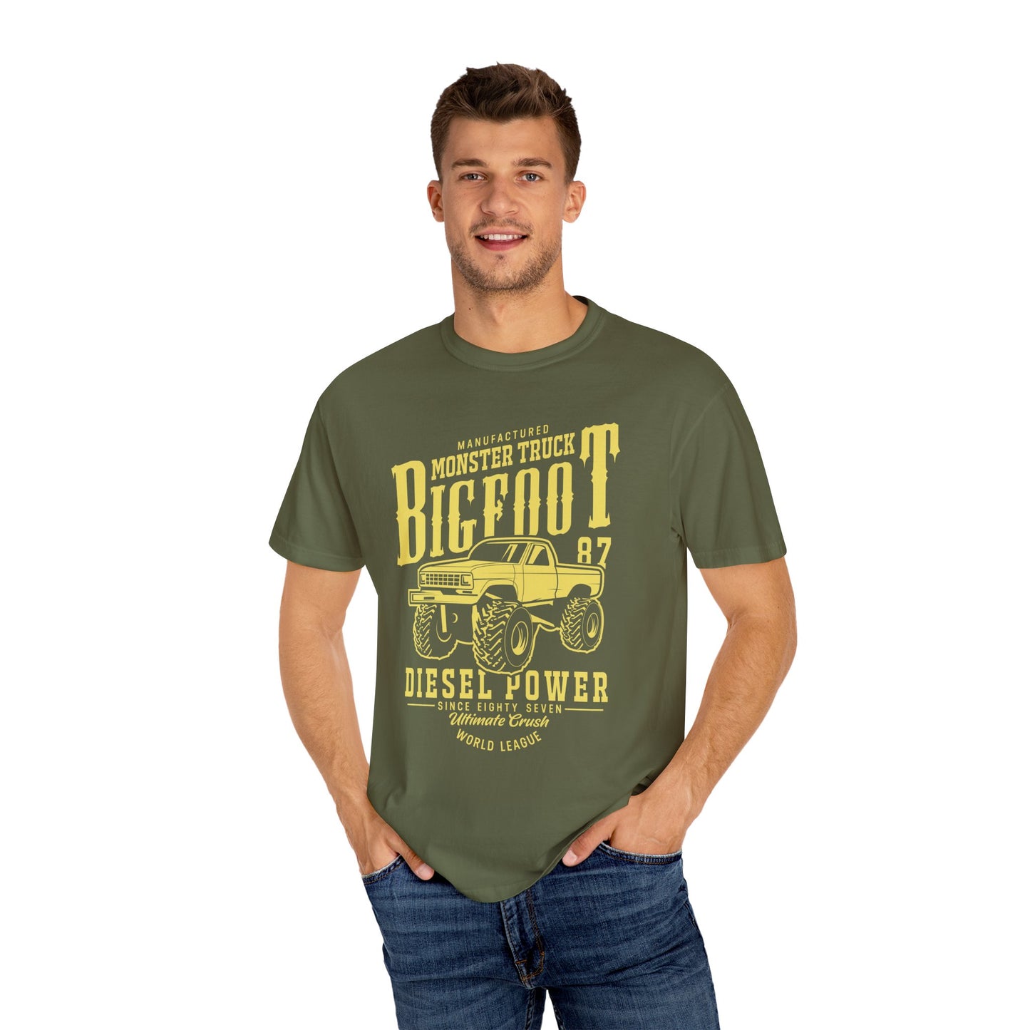 Bigfoot Monster Truck T-Shirt | Unisex Garment-Dyed Tee, Vintage Style Shirt, Perfect for Truck Lovers, Birthday Gift, Outdoor Adventures
