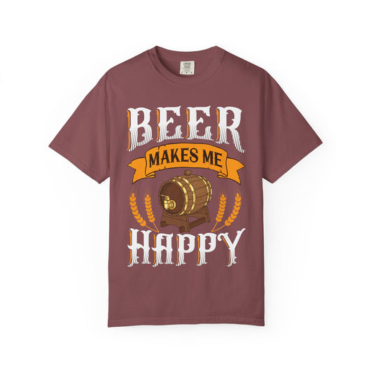 🍺 Beer Makes Me Happy – Funny Beer Barrel Tee