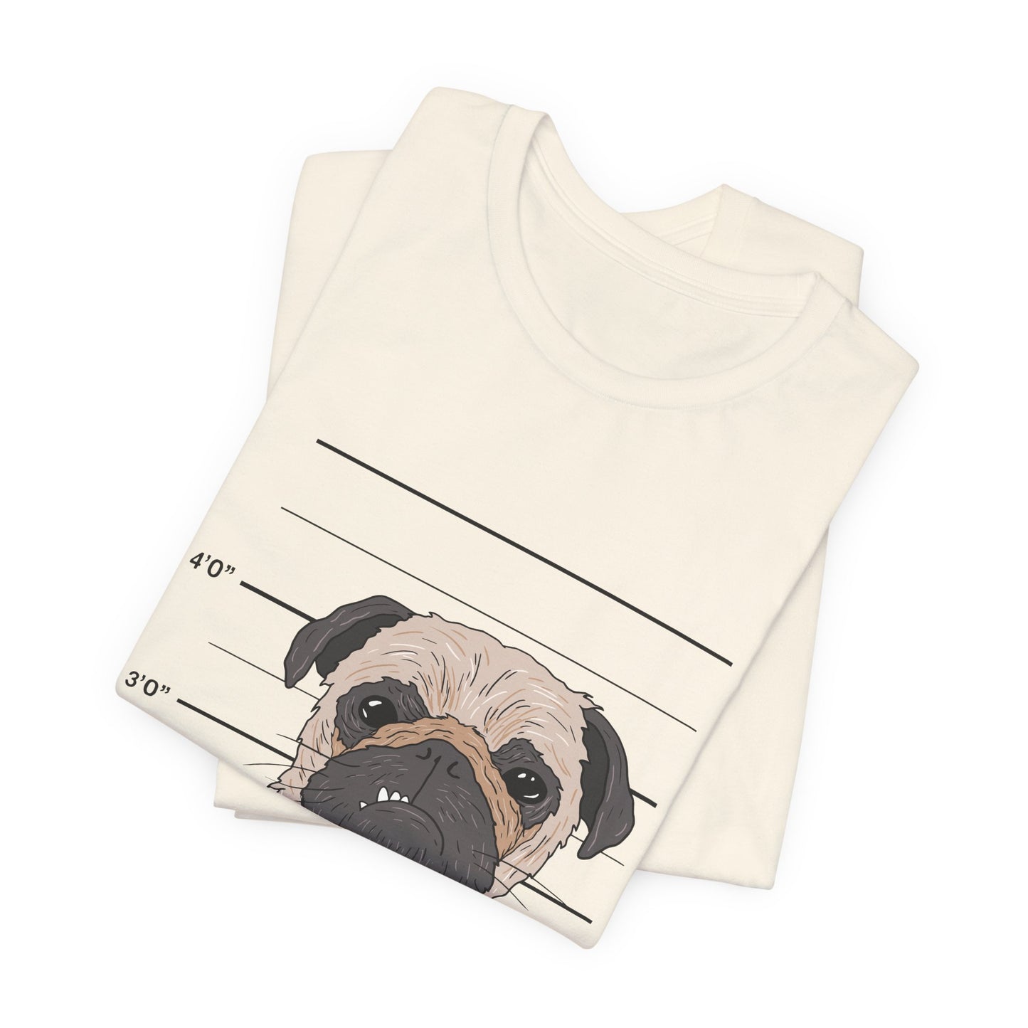 Funny Pug Shirt – Bad Dog Mugshot Graphic T-Shirt