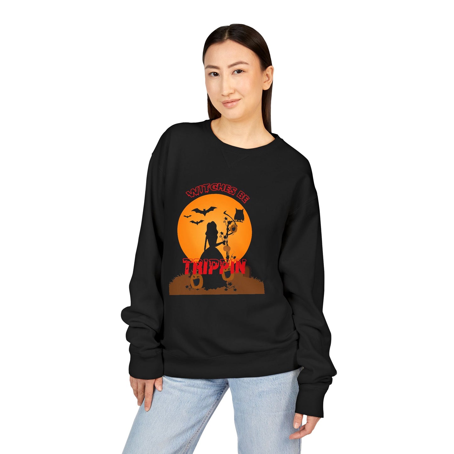 Halloween Spirit Crewneck Sweatshirt, Unisex Fall Apparel, Cozy Sweater for Celebrations, Halloween Costume, Seasonal Gift