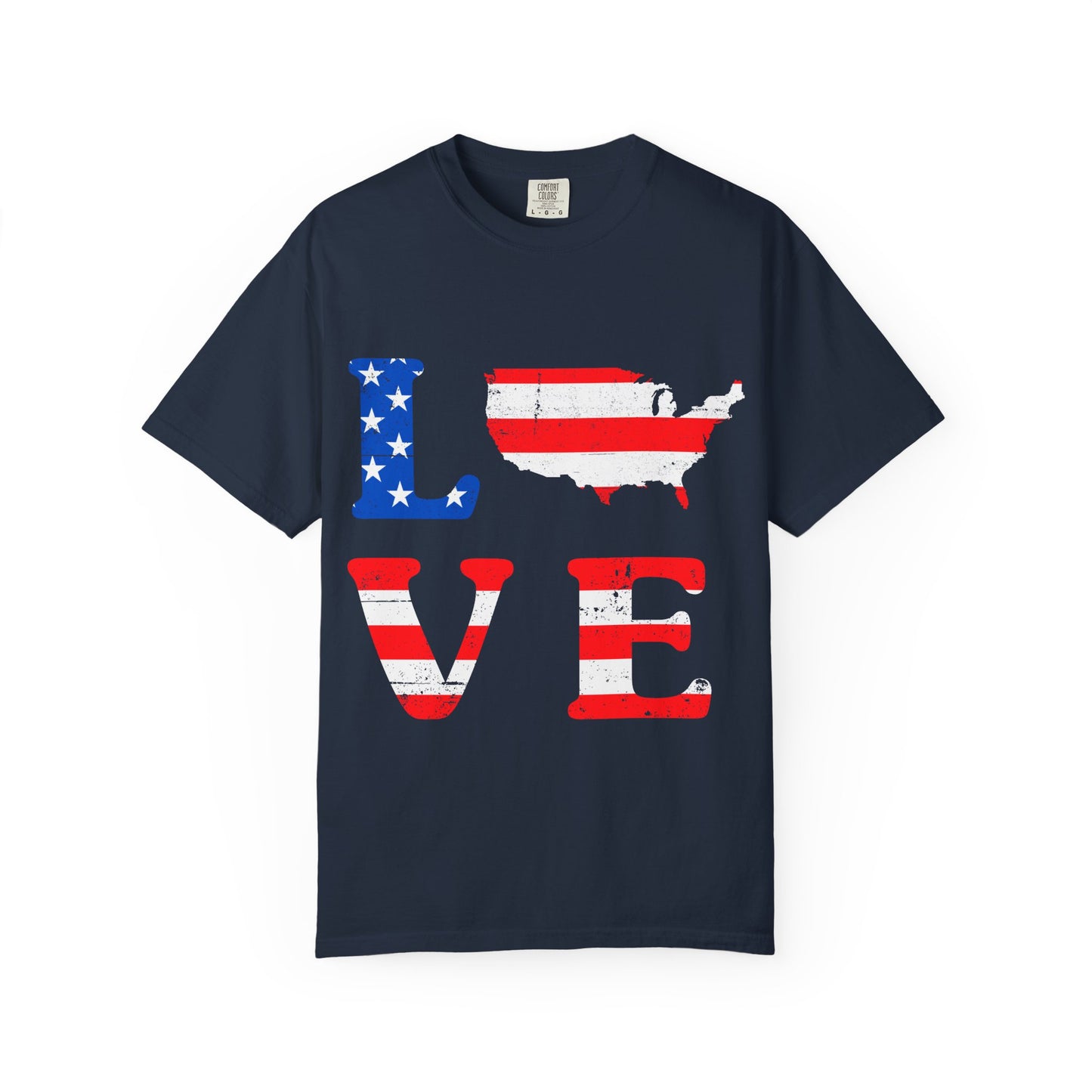 Patriotic Love T-Shirt, Unisex Tee, USA Graphic Shirt, Independence Day Apparel, Love America Shirt