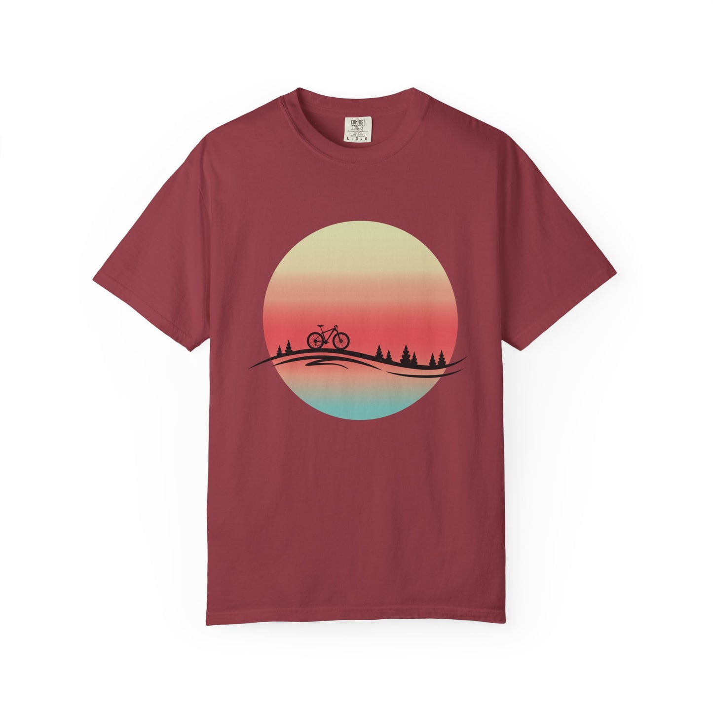 Sunset Bicycle Unisex Garment-Dyed T-shirt, Relaxed Fit Tee, Adventure Shirt, Cycling Gift, Outdoor Apparel